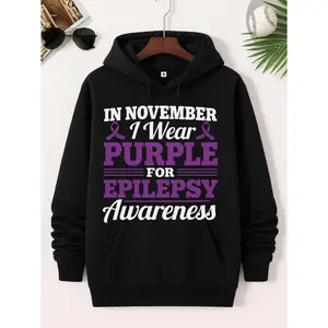 Men's Epilepsy Awareness in November Graphic Hoodie - Long Sleeve Pullover Regular Fit | Soft & Breathable Fabric, Durable Print, Everyday Comfort, Machine Washable, casual and awareness-themed product display with lifestyle accessories