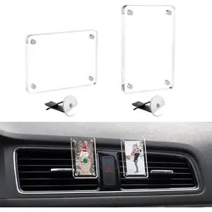 Magnetic Acrylic Car Vent Photo Clip, Car Accessory, 1/2 Pack Display Frame for 3.5x2.4 Inch Wallet/polaroid Photos, Horizontal & Vertical Options