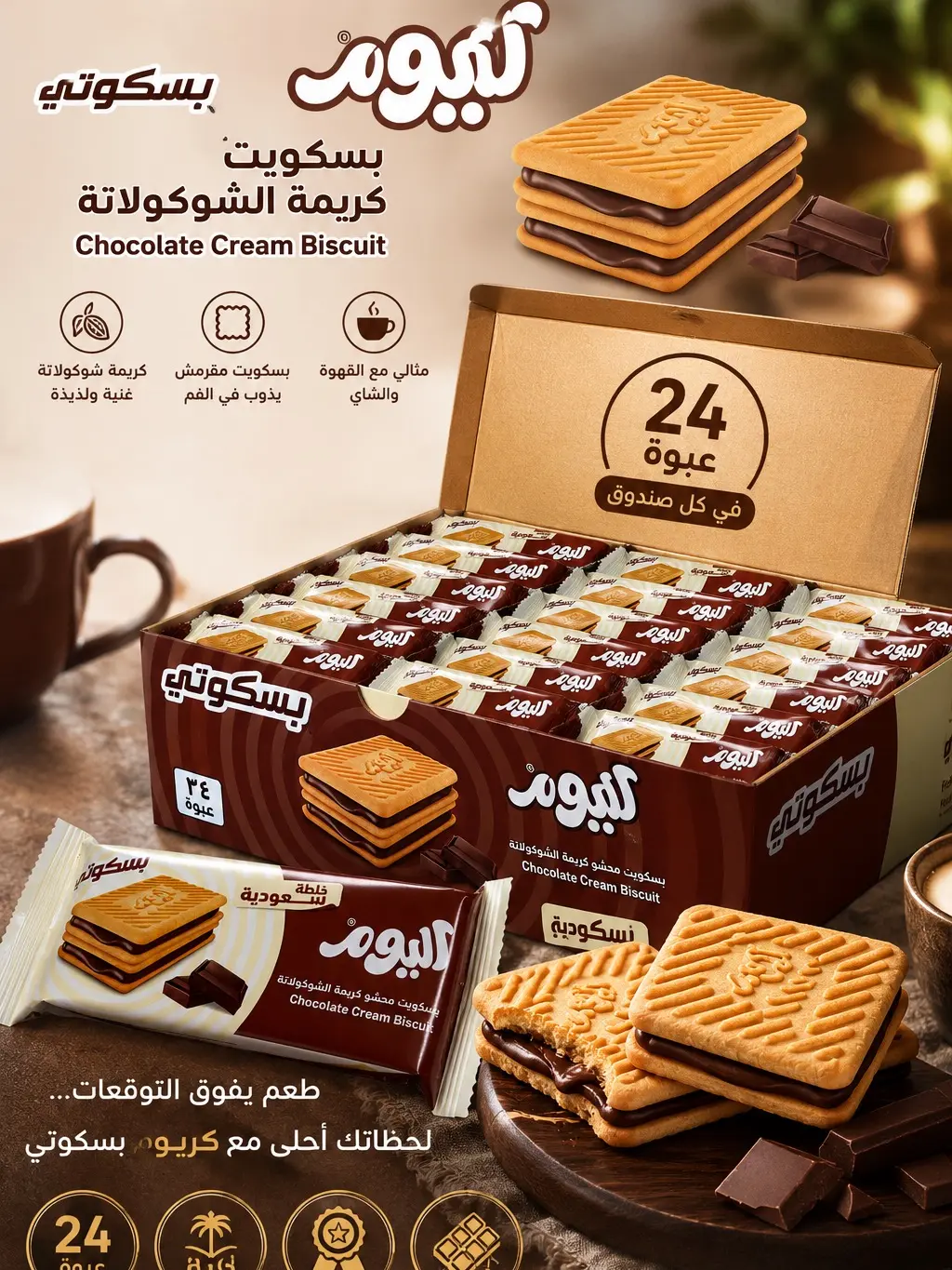Alyuom Biscuit Chocolate - 24 Pack