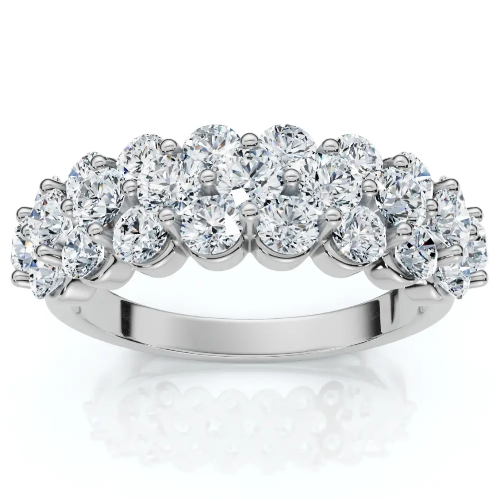 2Ct Multi Row Diamond Anniversary Ring 14k Gold Lab Grown