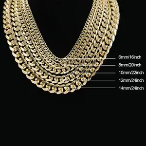 Delzzad Hip Hop Cuban Necklace Cuban Link Bracelet Synthetic Moissanite Copper Unisex Jewelry Golden Shine for Everyday & Special Occasions Perfect Birthday Christmas Gift