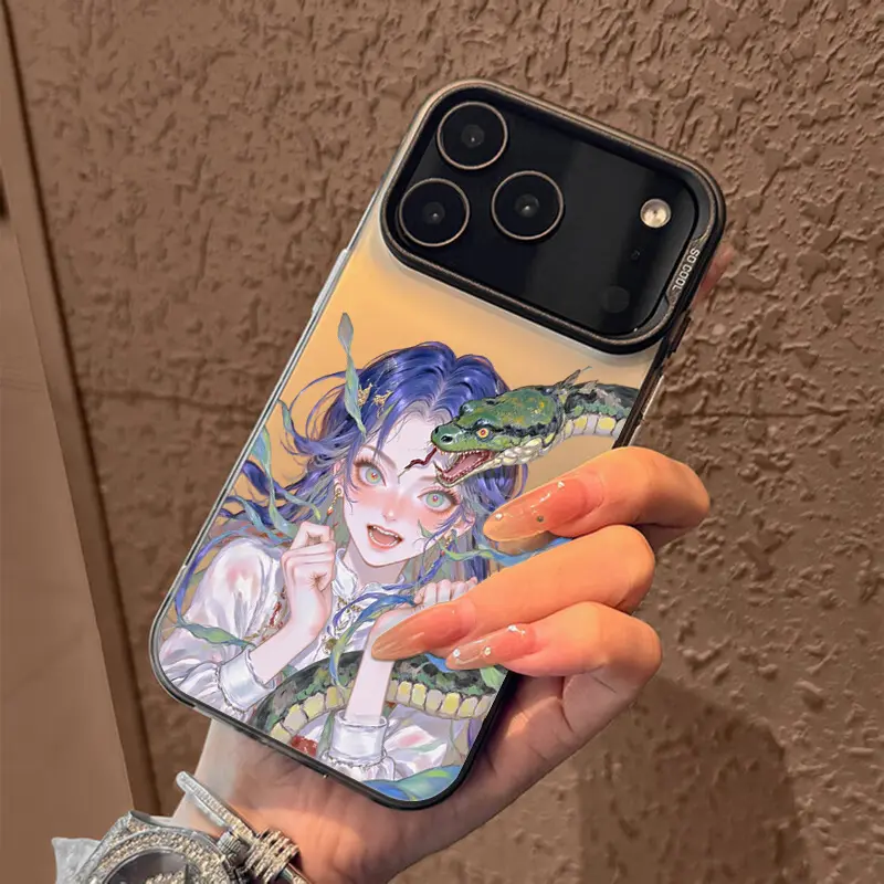 Illustrated Art of a Fantasy Girl with a Snake, Featuring a Stylish Cartoon Design for High-Quality Phone Cases Compatible with for Apple for iphone 17, 16, 15, 14, 13, 12, And 11 Pro Max Plus, Red Ph, Cell Ph For Android Phone, Xr Ph, Cover, Phone Cases