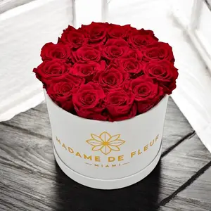 Medium White Round Box - Preserved Roses