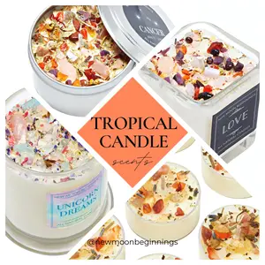 Tropical Candles - Crystal Candles with Tropical Scents - Summer and Beach Vibes Candles - Tropical Scent Candle Gift - Soy Wax - Handmade!