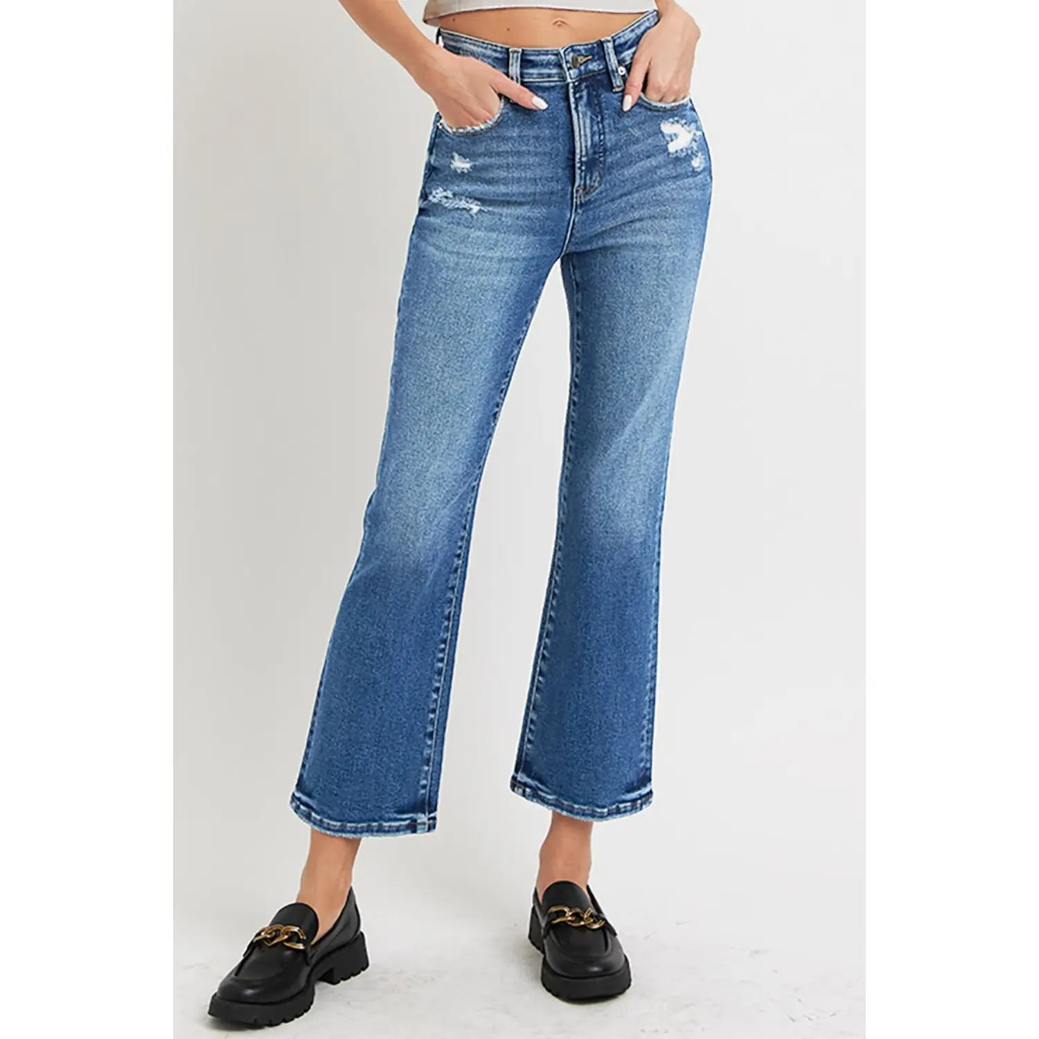 Sleek Silhouette High-Rise Crop Bootcut Jeans