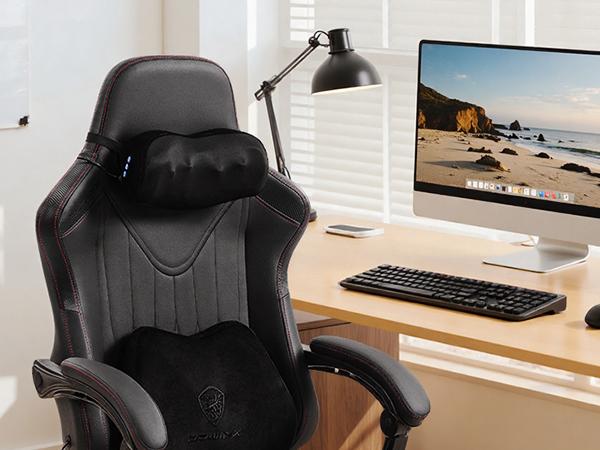 Dowinx Big and Tall Video Gaming Chair with Shiatsu Neck Massage and Lumbar Support for Home Office High Back Recliner Height Adjustable Ergonomic Comfy Leather Computer Desk Chair (Black) Dowinx Big and Tall Video Gaming Chair with Shiatsu Neck Massage and Lumbar Support for Home Office High Back Recliner Height Adjustable Ergonomic Comfy Leather Computer Desk Chair (Black)