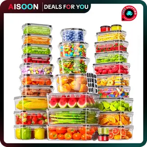50 PCS Large Airtight Plastic Food Storage Containers, 25 Containers & Lids, Reusable Leak-Proof Stackable BPA-Free Snack Box with Silicone Lids, Transparent