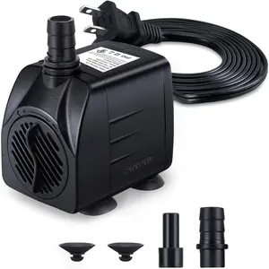 Fountain Pump, 220GPH(15W 900L/H) Submersible Water Pump, Durable Outdoor Fountain Water Pump with 7.2ft(2.2m) Power Cord, 3 Nozzles for Aquarium, Pond, Fish Tank, Hydroponics