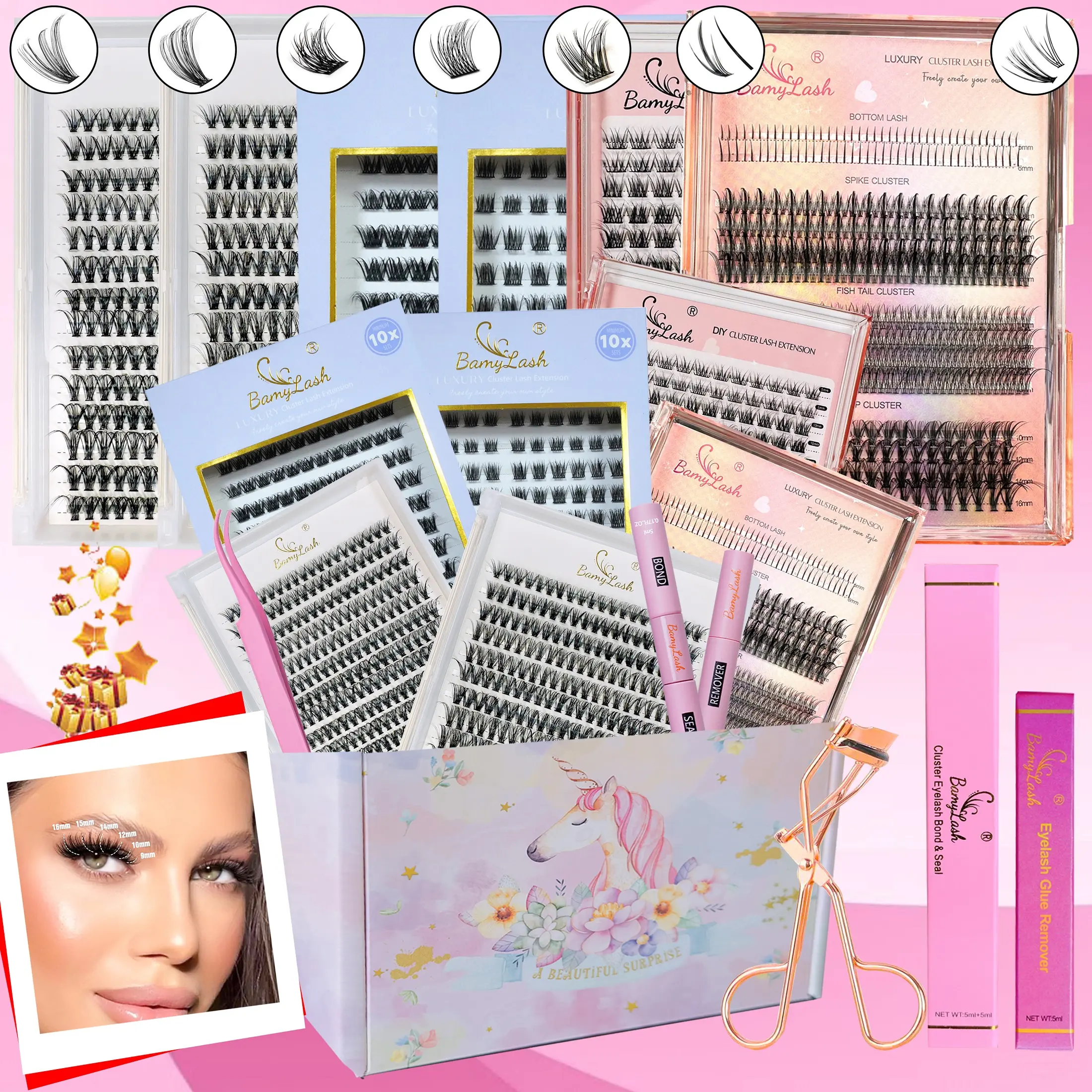 Individual Eyelashes Kit, 1 Set Natural Look Self Grafting Curl Eyelashes, 6 different style Total 1480 pcs clusters eyelashes  Eye Makeup Enhancement False Eyelashes for Women and Girls