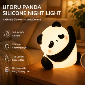 UFORU Cute Panda Night Light, LED Squishy Novelty Animal Night Lamp, 3 Level Dimmable Nursery Nightlight for Breastfeeding Toddler Baby Kids Decor, Cool Gifts Kids (Panda Pangda)