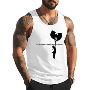 Style A 623 Old School Rap Life As A Shorty Hip Hop Design Tank Top , Summer Gym Muscle Sleeveless, Casual Knitted Slim Fit Beach Tank top Fabric Menswear