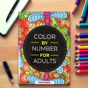Adult Coloring Book by Numbers, Relaxing Activities with Flowers Animals Mandalas Nature Landscapes, High-Quality Paper, Durable Binding