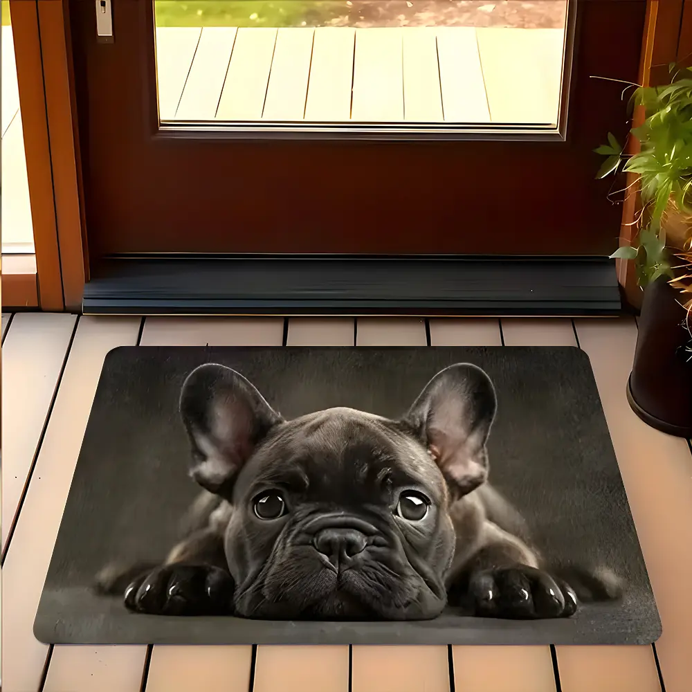 Cute French Bulldog Pattern Design Entrance Rug, Decorative Rug, Highly Absorbent Floor Mats, Anti-slip Quick drying Soft Carpets, Suitable for Multi-scenario, Indoor Outdoor Home Decor, Gifts for Friends