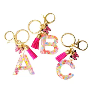Pink Initial Letter Keychain