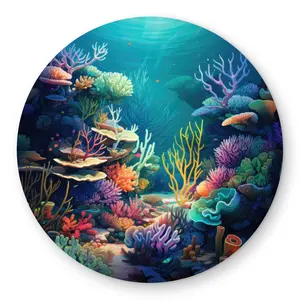 MWW C1COAR55DS0F9Q 5 x 5 ft. Filled with Life - Purple Outdoor Round Area Rug for Home Decor