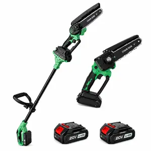 Cordless Pole Saw | Foldable Extension Pole + 6” Saw Blade. 2-in-1 Multi-Use Design: Detachable & Extendable, No Ladders Needed for High Pruning. Complete Kit with 2 Batteries, Extra Chains, Mini Chainsaw Portable cut branches,Father's day,Summer Wins