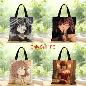 anime Ai Haibara Detective Conan Storage Bags Canvas Bags Series Print Bag Lightweight Shoulder High Appearance Large Capacity Minimalist  Soft Fabric Bag Shopping Bags