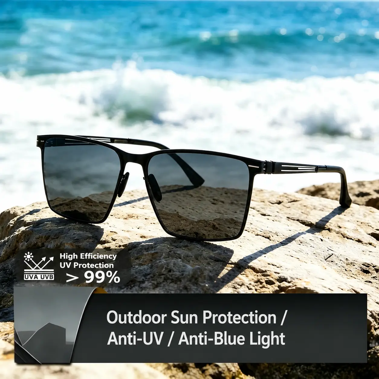 Premium Men's Photochromic Polarized Sunglasses, Ultra-Light Flexible Frame, Glare Reduction Lens for Driving, Fishing, Outdoor Adventure & Daily Wear