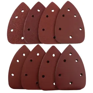 Detail Sander Sandpaper, 40 count Palm  Sander Pads, Assorted 6 Holes Hook and Loop Triangle Sandpaper (40/60/80/120/180/240/320/400 Grit)- 5 count for Each Grit