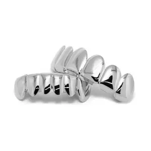 JINAO Grillz Teeth Men - Grills for Your Teeth 8 Top & Bottom Set, 18K Gold-Plated Brass Dental Grills with Molding Bars, Unisex Hip-Hop Rapper Costume Accessory