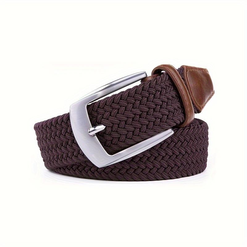 [Full Sizes Stretch Braided Belts] Canvas Elastic Fabric Woven Stretch Braided Belts for Men Women Junior with Multicolored/Full Sizes, Father's Day Gift  Brown