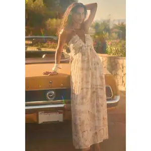 Scenic Beauty Toile Tie-Back Halter Maxi Dress