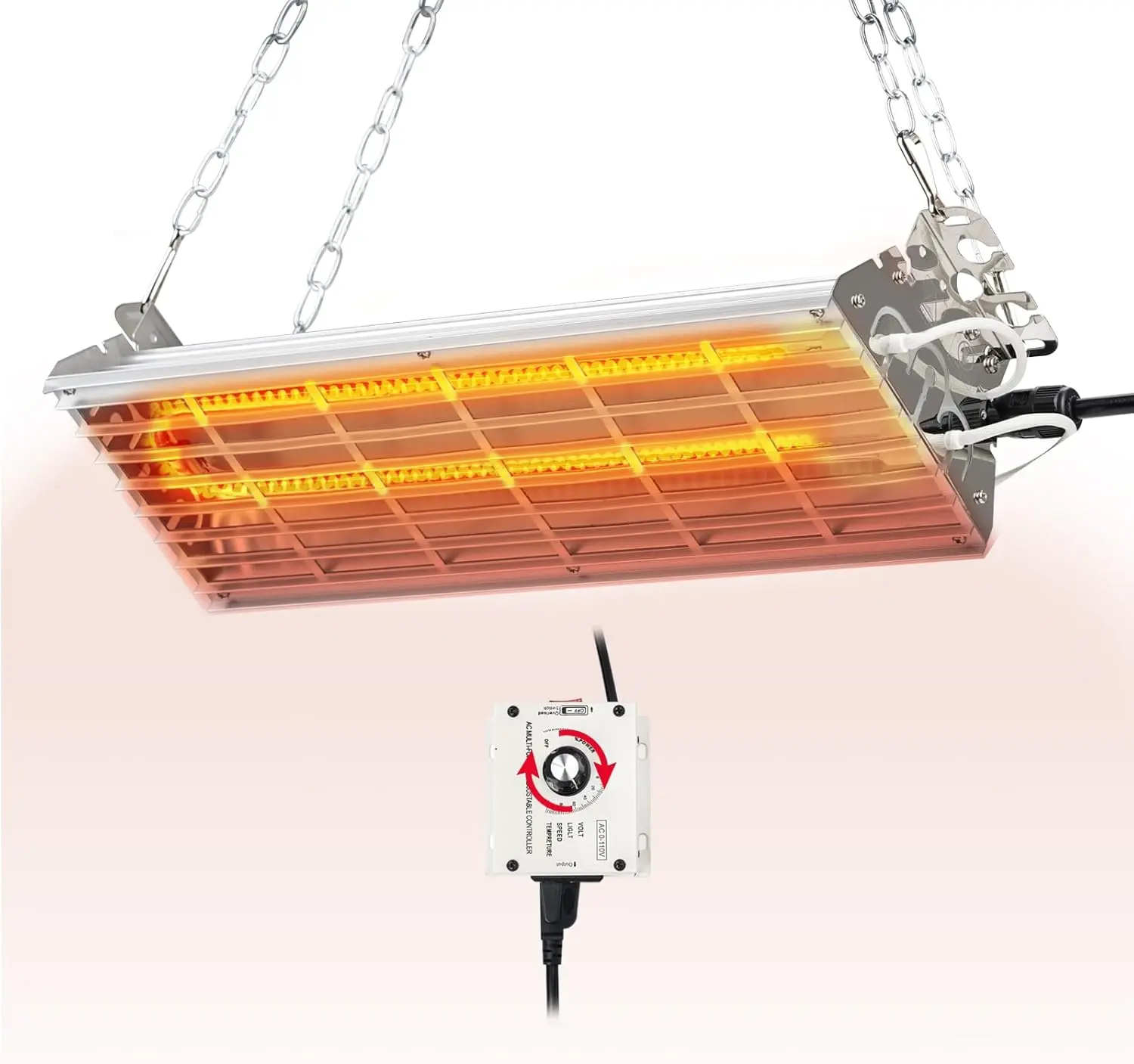 Large Heat Lamp for Chicken Coop, 600 Watt Carbon Fiber Chicken coop Heater, Adjut 2 Mode Temp&Hanging Height, ,Indoor & Outdoor Heater,For Cow,heep,Livetock,ize:16.3x5.31x3inch