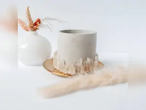 Clear Quartz Cement Planter