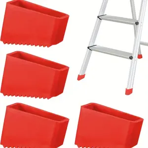 2/4 Heavy Duty Anti-Slip Rubber Ladder Feet - Replacement Safety Anti-Slip Cap for Telescopic Ladders, Durable for Household and Industrial Use, Red, Ladder Safety Accessories, Textured Anti-Slip Surface, Solid Fit Design