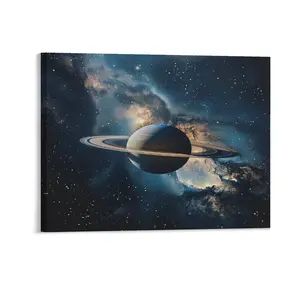 Cool Planet Saturn Posters Wall Art Prints Solar System Planets Outer Space Galaxy Stars Canvas Posters Home Wall Art Family Bedroom Office Decor Aesthetic Festival Gift