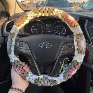 Handmade Steering Wheel Cover - Colorful Crochet Design for Personal Use
