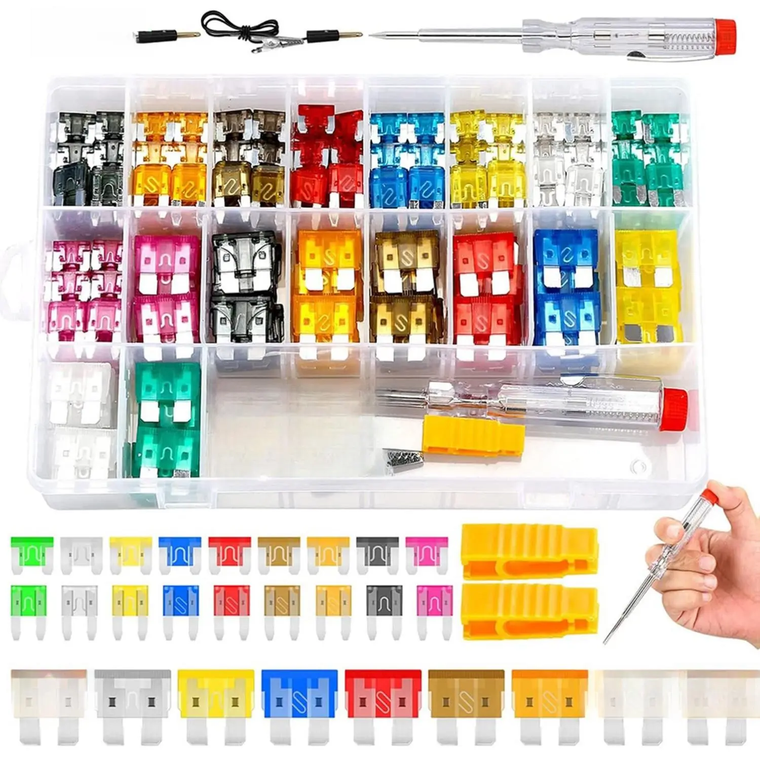 Rv Car Automotive Micro Mini Fuses Assortment Kit with Tester, Fusibles para Carro (306pcs)