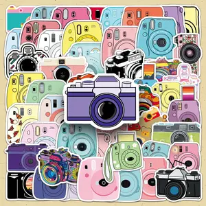 Camera Pattern Sticker, 50pcs/set Colorful Self Adhesive Decor Paper, Decor Sticker for Gift Greeting Card & Water Bottle & Laptop & Phone