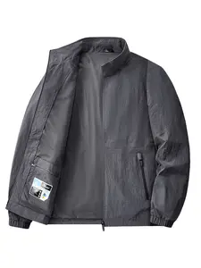 Plus Size Men's Casual Outdoor Jacket Stand Collar Loose Fit Breathable Windproof Lightweight Travel Hiking Coat Fishing Cycling Daily Wear