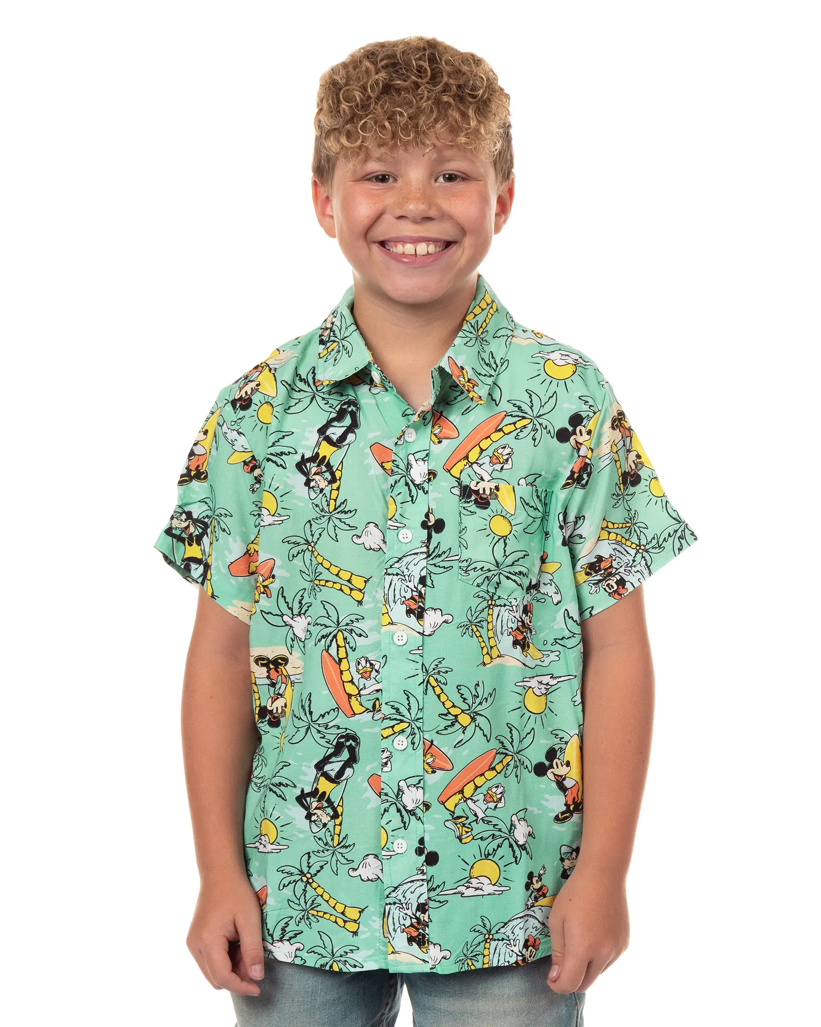 Disney Mickey and Friends Hawaiian Shirt Boys' Woven Button-Up Top