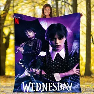 Printed Baby Blanket Wednesday Addams Flannel Throw Babes Carpet Warm Soft Children's Blankets for Bedroom Beds Sofa Couch Applies to Super Soft  Decorative Sofa/Sofa/Bedroom