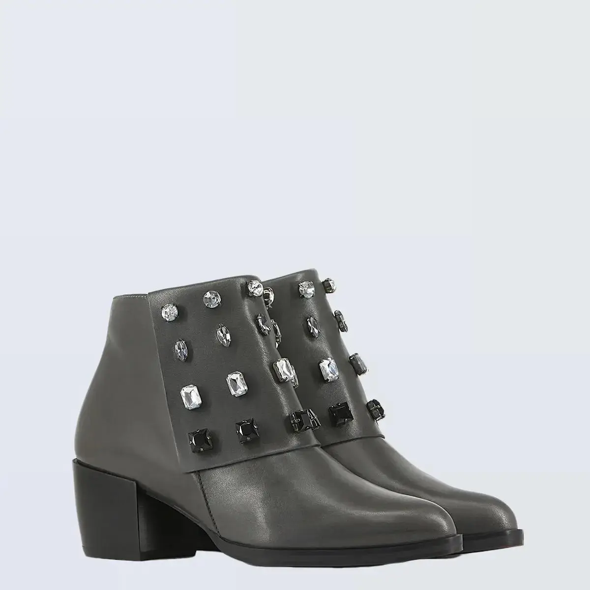 Gadea Women's Prue Pizzara with Rhinestones Boot Shoes in Grey, Made in Spain Stylish Leather Casual