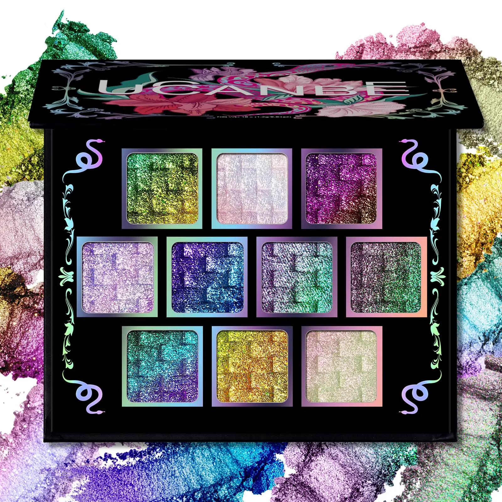 UCANBE Chameleon Multichrome Eyeshadow Palette Solar Python Shifting Chromatic Light Reflecting Metallic Eye Shadow Multi Use Blendable Holographic Glitter Shimmer Makeup Pallet