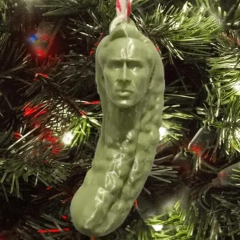 Handmade Look 4 In Plastic Christmas Pickle Hanging Ornament - 1-Pc Green Festive Tree Decoration, Christmas Home Decor for Cage Fan Gag, Pickle-Cage Fun Holiday Tradition