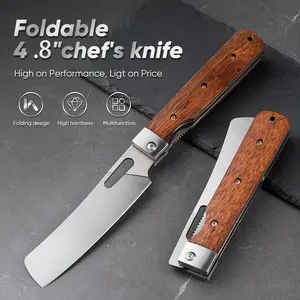Portable Folding Nakiri Knife, 4.8 Inch Ultra Sharp Kitchen Knife - Perfect for Outdoor Chef Knife, BBQ, Camping & Daily Cooking
