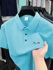 Alpine Golf Course Men's Polo Professional Quick Drying Elite Social Robe Men's Ice Sensation Quick Drying Polo Shirt Polyester Spandex Blended Summer Moisture wicking