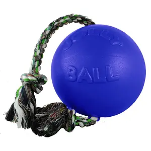 Jolly Pets Romp-N-Roll Rope and Ball Dog Toy, 4.5 Inches/Small, Blue (645 BL), for Small Breeds Jolly Pet
