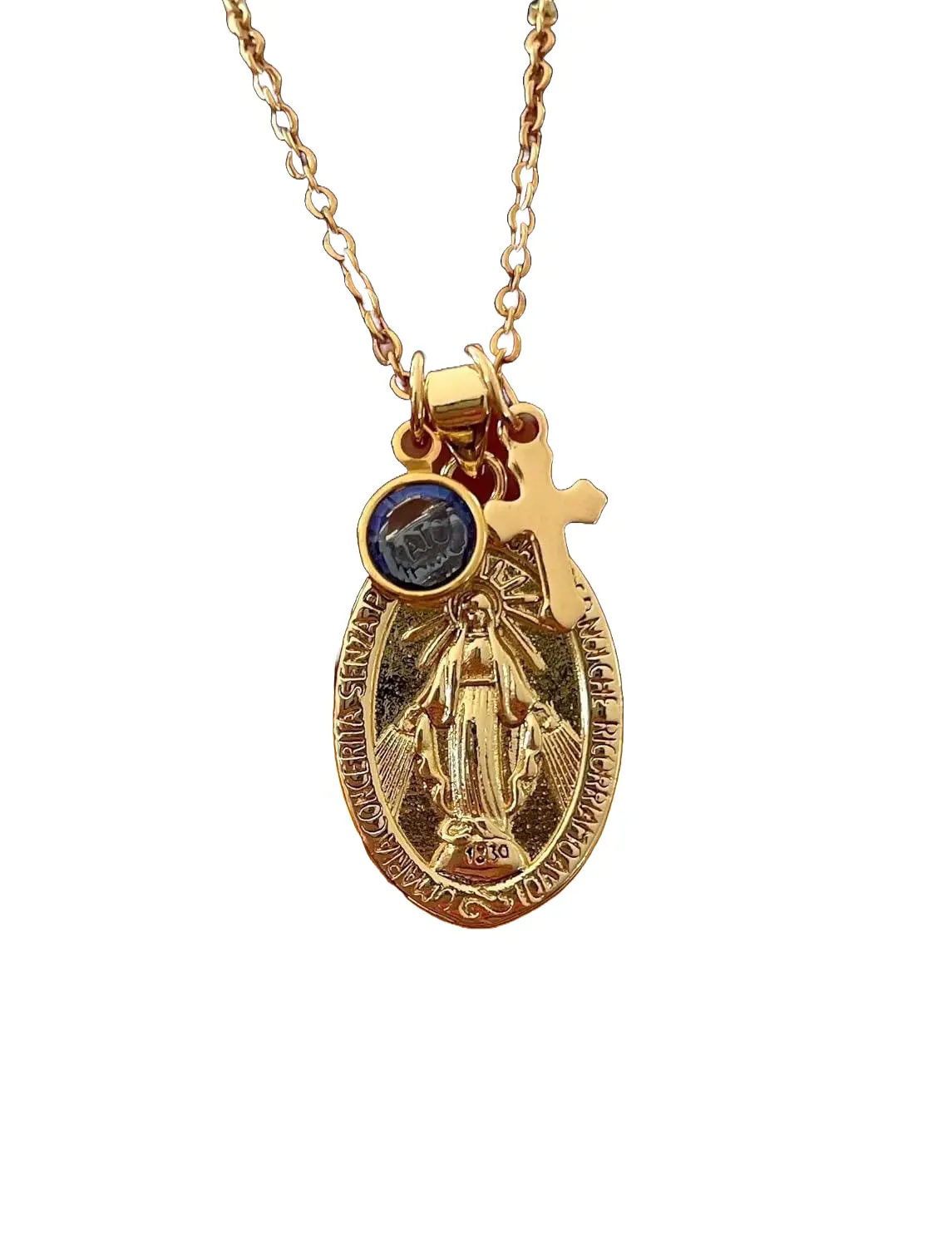 Miraculous Mary Medal Virgin Mary Necklace Gold Catholic Medal Personalized Gifts Religious Gifts