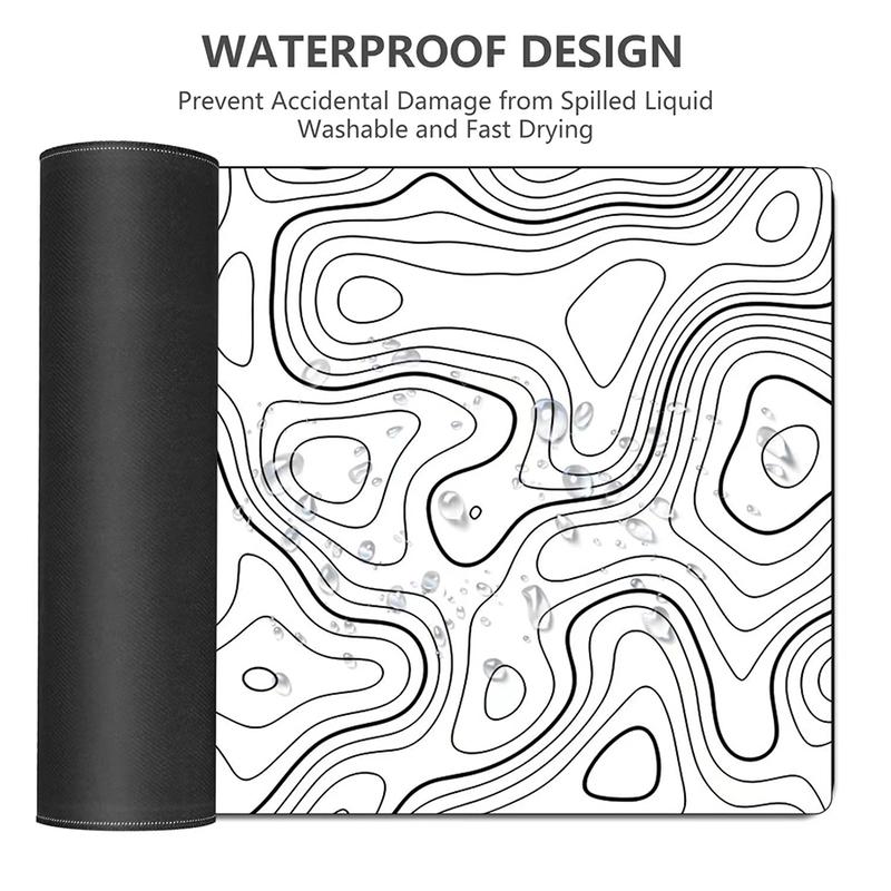 Extended Mouse Pad Large Size Mousepad for Gaming Office Home 80x30cm Black White Map