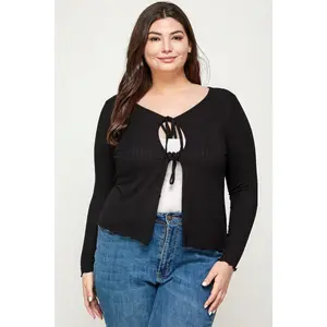 Solid Ribbed Pointelle Cardigan