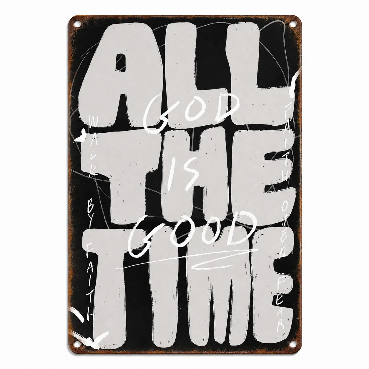 God Is Good All the Time Aluminum Metal Sign - Christian Faith Inspirational Decoration, Vintage Rustic Religious Plaque for Living Room, Gift for Family, 8x12in/12x16in