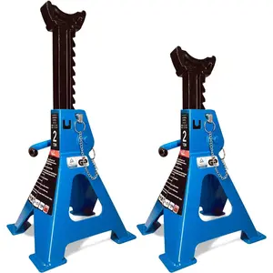 Jack Stands 2 Ton with Double Locking and Large Foot Base for Lifting ,SUVS,MPVS, Heavy Duty Steel, 4400 lb Capacity, 1 Pair, Blue