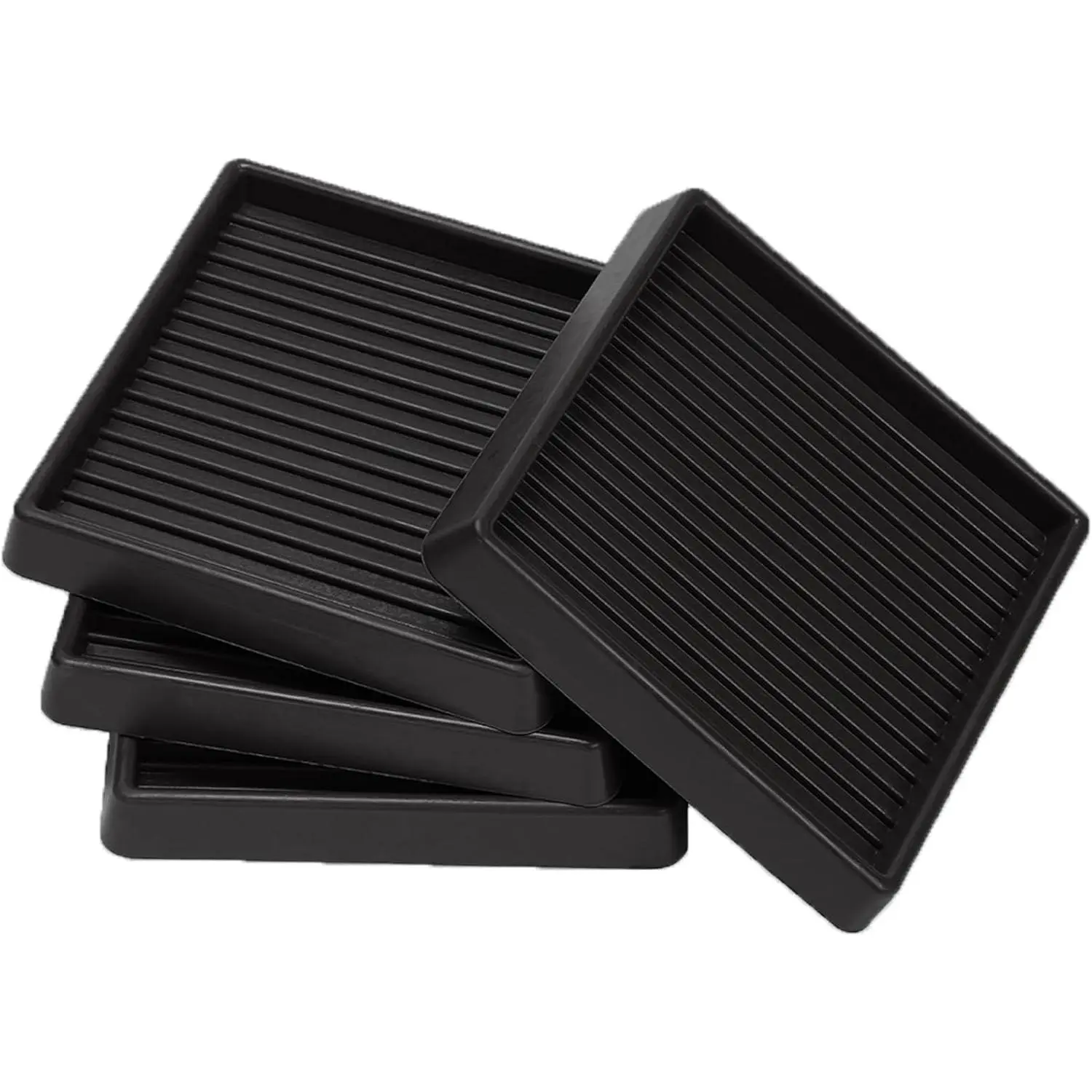 4x4 Square Rubber Furniture Caster Cups, Anti-Sliding Furniture Pads Bed Stopper Floor Protectors with Grip - Protect Any Flooring