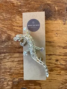 Vintage Rhinestone Lizard Brooch