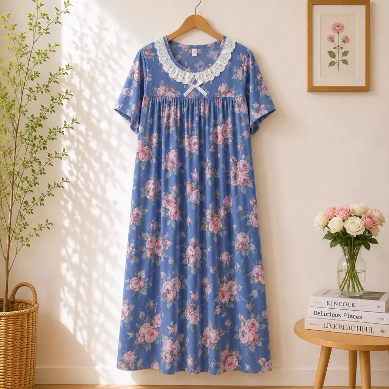 Women's Nightgowns 4-Pack - 1 Size, Assorted Prints, Soft, Comfortable, Tops, Paquete de 4 Batas de Dormir para Mujer One Size – Estampados Surtidos, Suaves y Cómodas